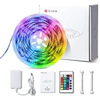 Tiras LED 5M-TECKIN Impermeable decoracion de luces con Control Remoto- 4 Modos de Brillo y 16 Colores RGB 150 LED…